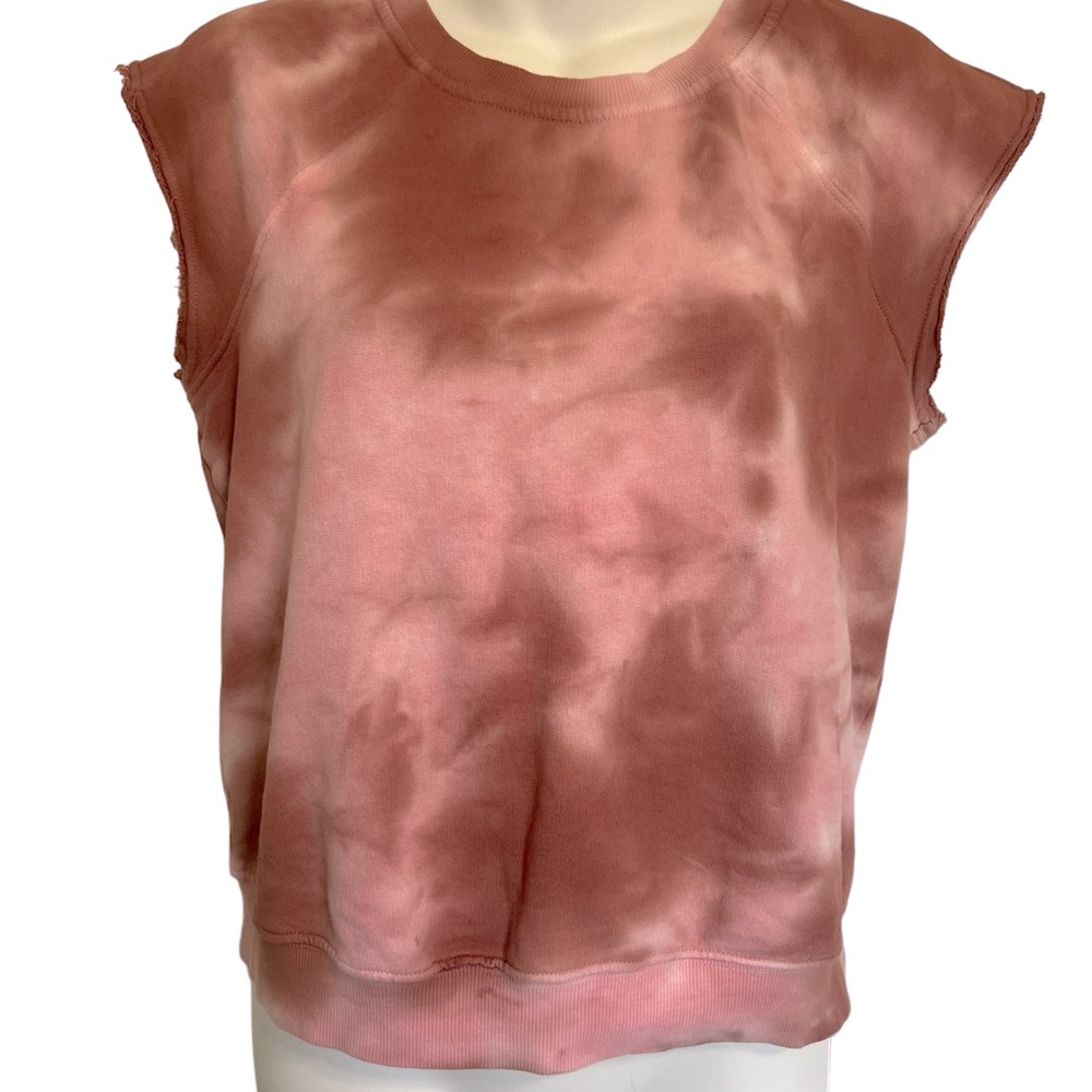 T.la Anthropologie Tie dyed Pink Sleeveless Sweatshirt Size XS